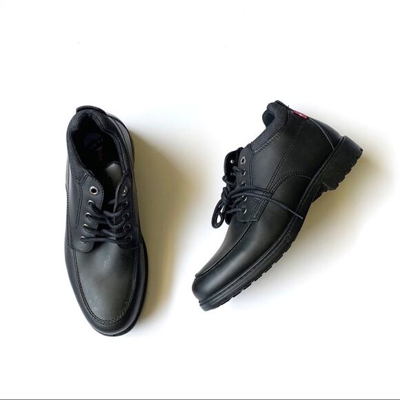 Levi's Black Almond Toe Lace Up Vegan Leather Comfort Boots